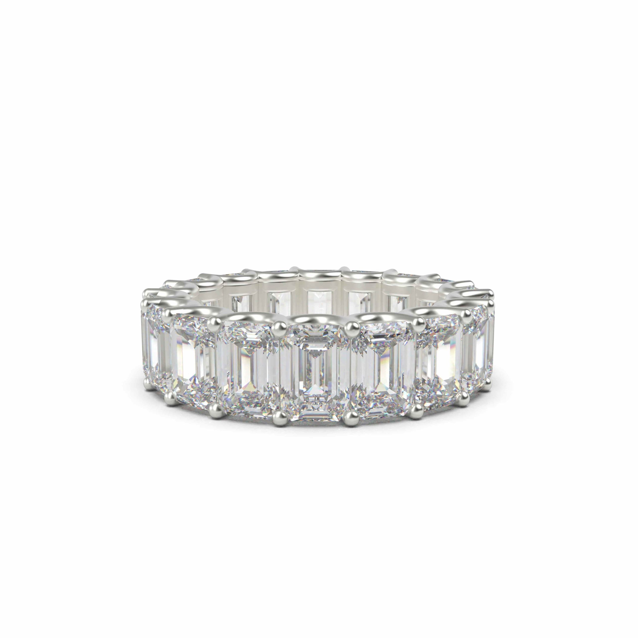 French U Emerald Eternity Ring by Cultive - White Gold