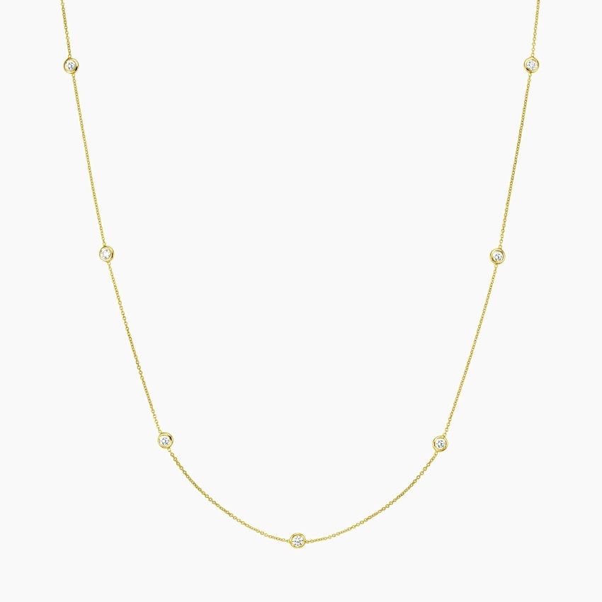 Bezel Strand Lab Diamond Necklace - yellow gold - top