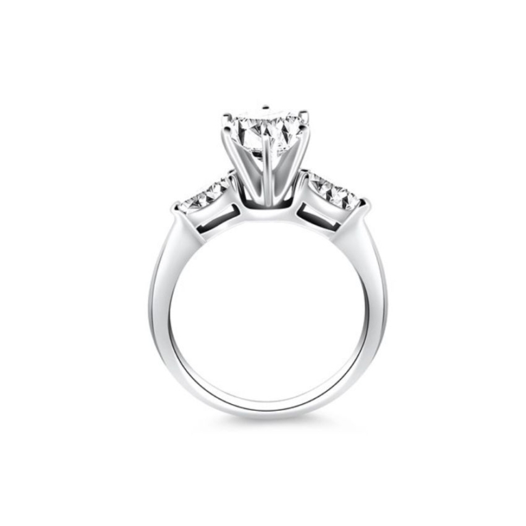 Three Stone Engagement Ring with Round and Marquise Cut Stones - Grown ...